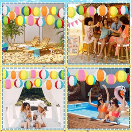 15Pcs Pool Party Decorations Beach Ball Paper Lanterns - Summer Luau Themed Hanging Decor for Home Birthday Outdoor Indoor