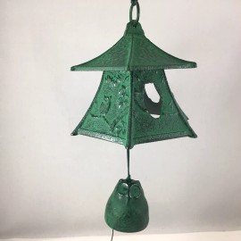 Kotobuki Japanese Wind Chime Cast Iron Green Horned Owl Lantern Made in Japan