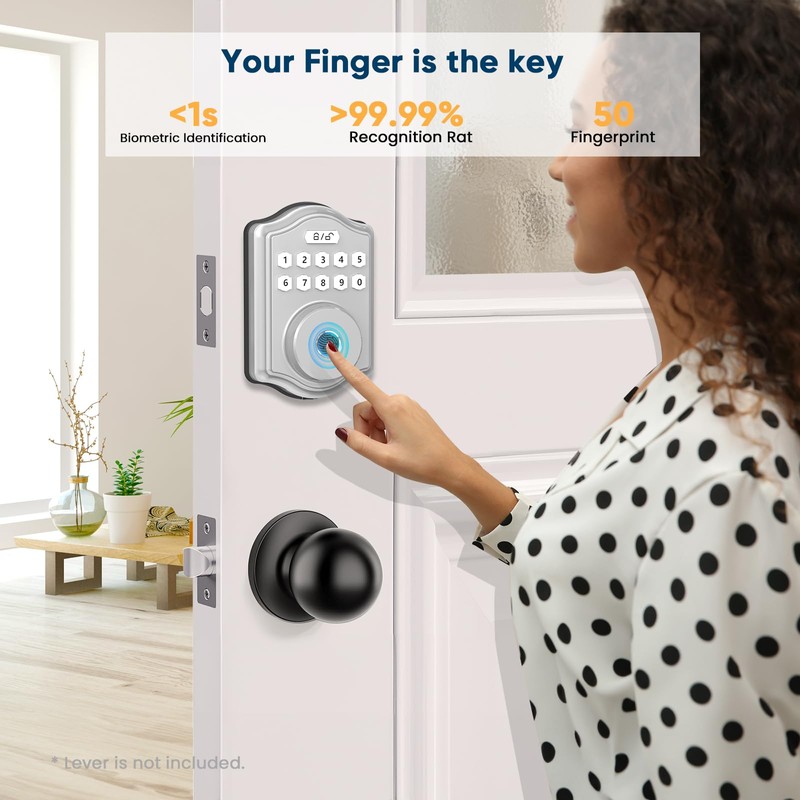 52HZ Fingerprint Door Lock, Keyless Entry Door Lock with Code,