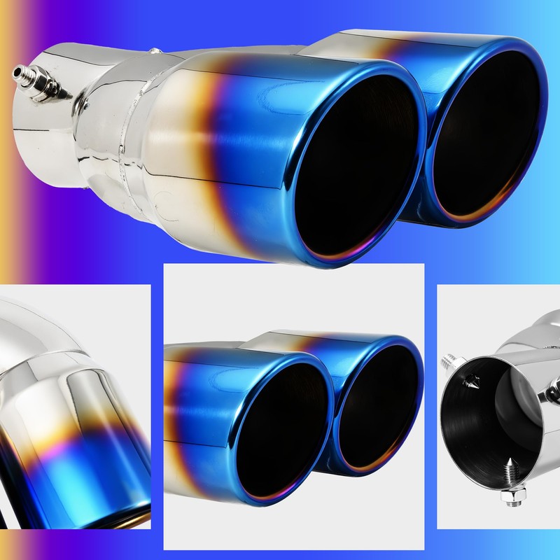 2PCS Dual Exhaust Tips, 2.5 Inch Inlet 3.5 Inch Outlet