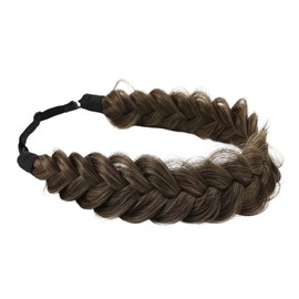 RUNRAYAY Crimp and Fluffy Braided Headband 3 Strands Synthetic Hair Braid Fashion Chunky Wide Thick Elastic Braid Headbands Clothing Ladies Beauty, Brown