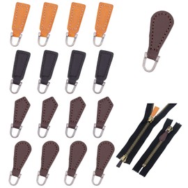 PandaHall Pack of 20 4 Styles Leather Zipper Pull Zipper Tags Fixer Pull Replacement Zipper Heads for Boat Jacket Luggage Handbags Bags Purse Jacket Repair