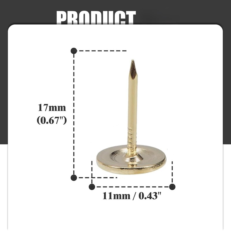 Gold Heavy Duty Thumb Tacks, Extra Long Push Pins for