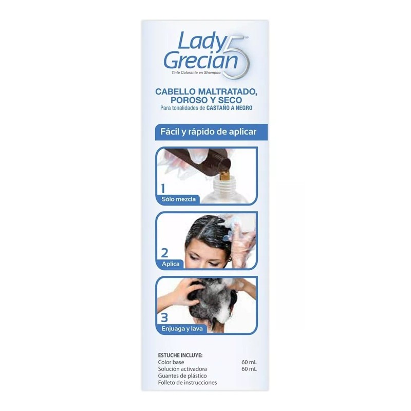 Lady Grecian Tinte Colorante Lady Grecian 5, Cabello Maltratado 2-pack