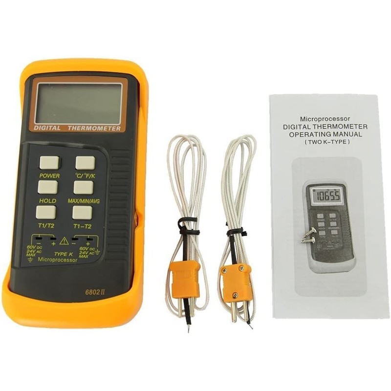 BW Digital Thermometer 2 Way K-Type Sensor Temperature Probe, Dual