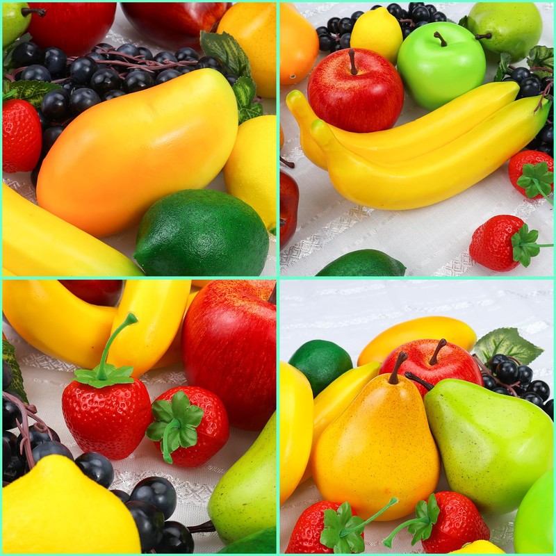 14-Pack Artificial Fruit Decor, Realistic Fake Fruits for Table Centerpiece
