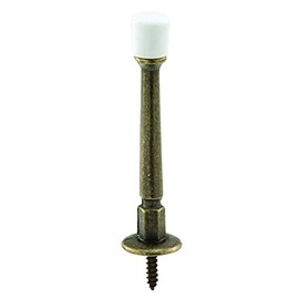 Prime-Line MP9021 Rigid Door Stop, 3 in, Diecast, Antique Brass, Rubber Tip, Baseboard Mount, 10 Piece
