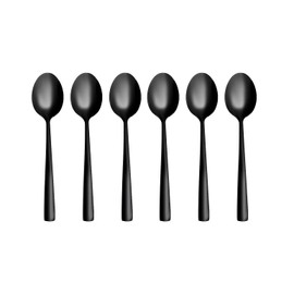 Otto Koning Set of 6 Dessert Spoons - Small Spoons, Coffee Spoons, Stainless Steel, Black, 15.3 cm, Dishwasher Safe, Elegant and Modern Design