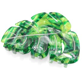 Vovii Green Leaf Shape Fun Hair Claw Clip, Plant Novelty Acetate Clips for Women's Unique Accessories (3.74inch)