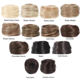 Extensiones Cabello Postizo Moño Cebolla Volumen Peinado Chongo Dona Coleta Con Goma Elastica Liga Interior Hair Peinado Cebollita Práctico Niñas y Adultos 1 Pieza (Castaño Oscuro)
