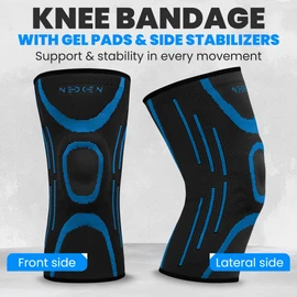 NeDKeN Knee Brace - Knee Brace with Joint Stabilization, Meniscus - Orthosis, Knee Support, Orthopaedic Knee Protection for Patella & Osteoarthritis, Sports & Rehabilitation Bandages (Blue, XXL)