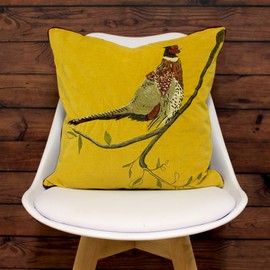 Riva Home Hunter Velvet Cushion Cover, Mustard, 45 x 45cm