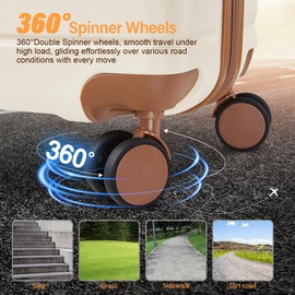 NEISIA carry on Luggage Sets,20 Inch Expandable Carry-on suitcases with spinner wheels,Hard Shell Travel Luggage airline approved，with TSA Lock (Beige)