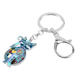 WEVENI - Llavero de aleación de esmalte para gatos y gatitos, Azul, 42mm x 25mm