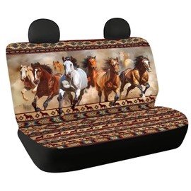 WELLFLYHOM Western Horse Rear Bench Seat Cover for Cars Truck SUV Southwest Aztec Car Seat Covers for Women Men Geometric Stripe Back Seat Backrest Saddle Blanket Protector Set of 2
