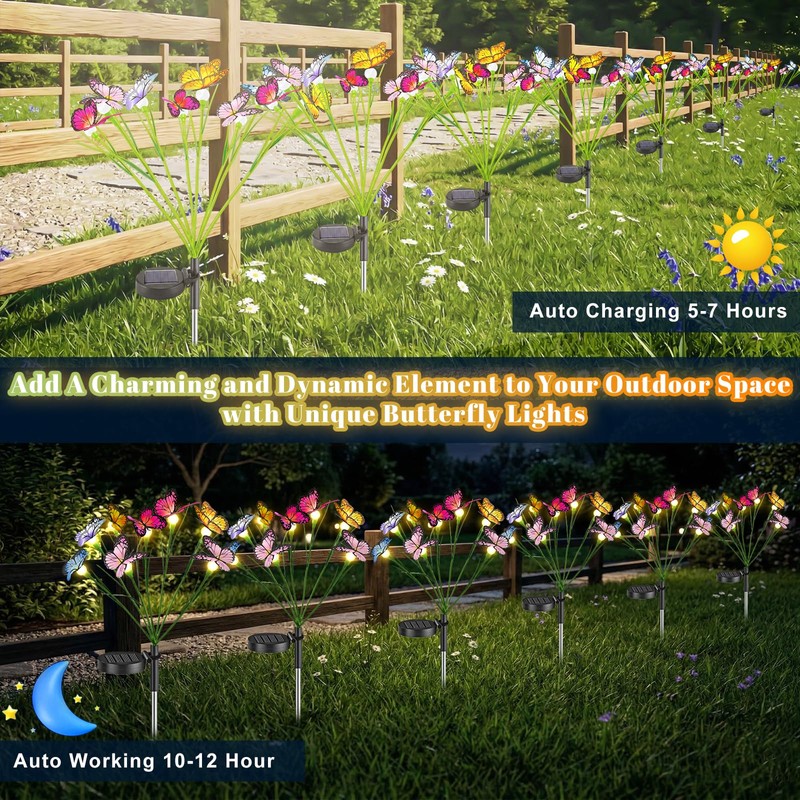 Vivideal Solar Garden Lights Outdoor, 2 Pack 16 LED Solar