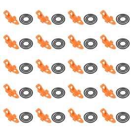 PATIKIL Fishing Hook Keeper, 20 Pack Plastic Fish Lure Bait Holder Accessories with 3 Size Rubber Rings for Fishing Rod Pole, Orange