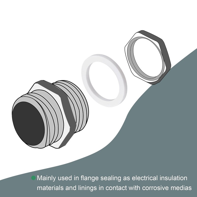 sourcing map PTFE Flat Washers 24mm OD 18mm ID 2mm