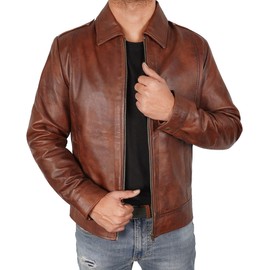 Vintage Leather Jacket - Chaqueta De Cuero Marron Para Hombre| Jhn Wck Brown - XL
