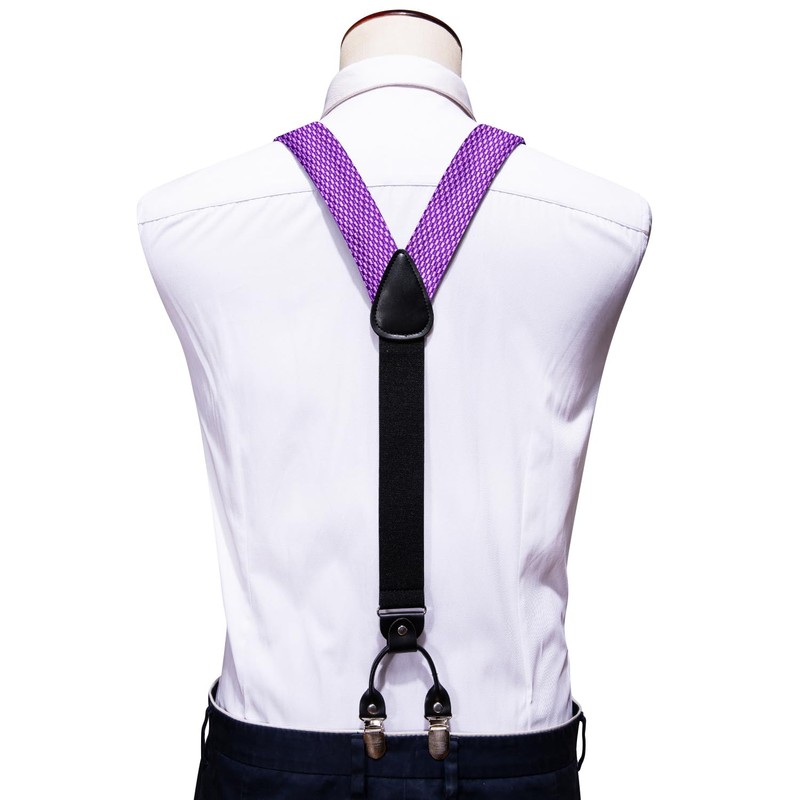 Barry.Wang Suspenders and Bow Tie Set for Men Solid Paisley