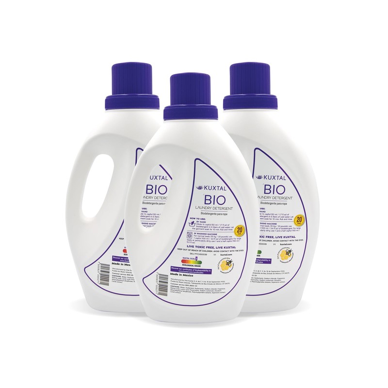 KUXTAL Liquid Laundry Detergent 3-Pack (202.8 fl oz) Biodegradable &