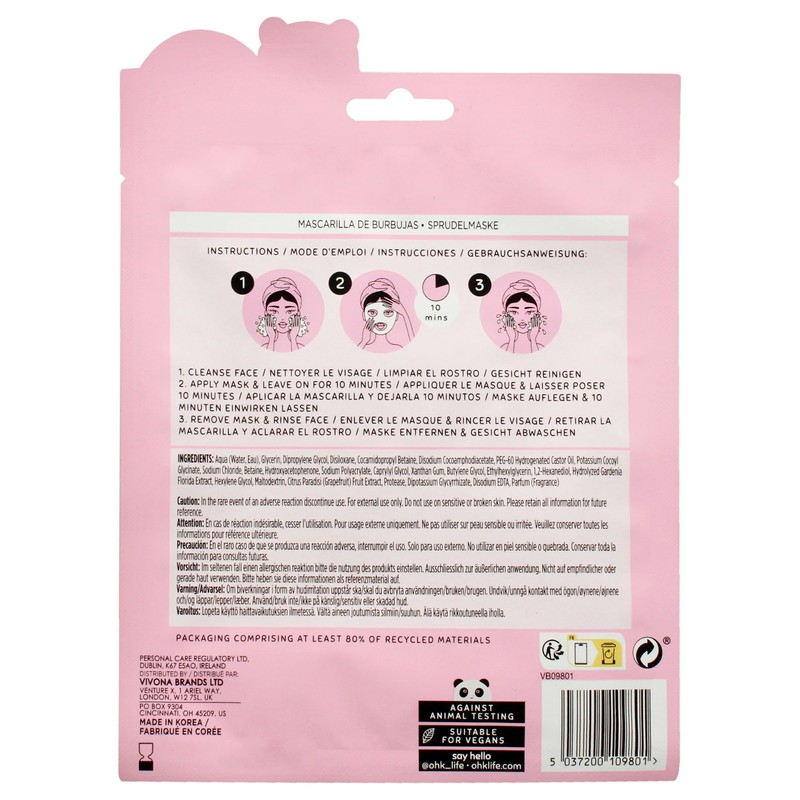 Oh K! Bubble Sheet Mask - Grapefruit - Korean Face