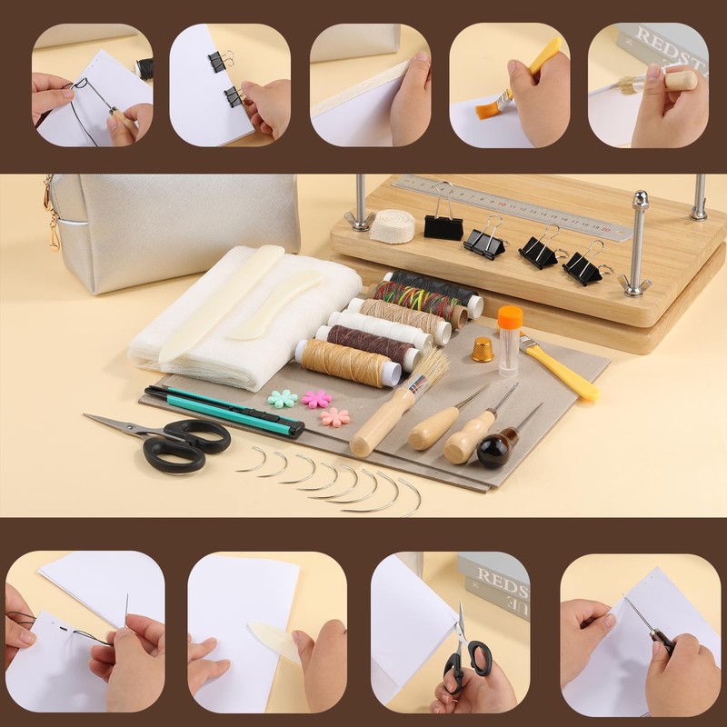 JUPEAN 45 Pcs Book Binding Kits Bookbinding Kit Book Press