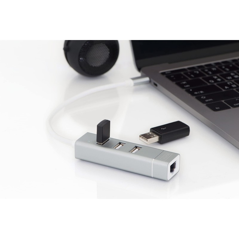 Digitus DA-70253 USB 2.0 100Mbit/s Aluminium interface hub - Digitus