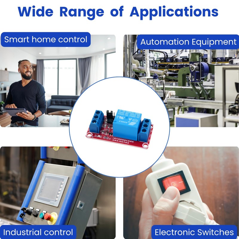 LAOMAO 24V 1-Channel Relay Module, 250VAC/10A, Optocoupler Isolation, High/Low Level