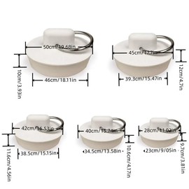 Ycnpeatt 5-Pack Universal Rubber Drain Stoppers with Hanging Ring – 1", 1-3/8", 1-1/2", 1-5/8", 1-7/8 Inch Sizes, Leak-Proof Bath & Kitchen Sink Plugs for Tubs, Basins, Laundry Sinks