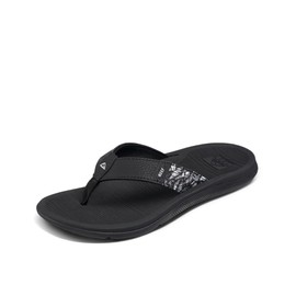 Reef Santa Ana Womens Flip Flop, Arch Support, Water Friendly, Non Marking Outsole, Black/White, 5