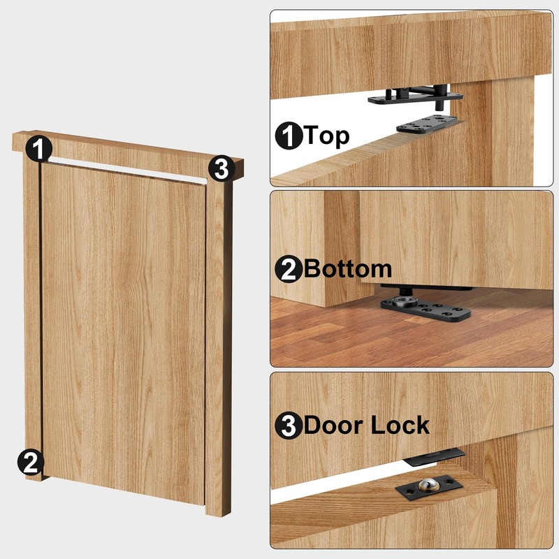 Hidden Pivot Hinge for Secret Door & Hidden Bookcase,570Lbs Load-Bearing,360°Rotation