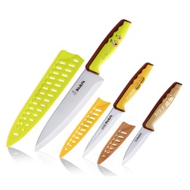 DAJLFA 3PCS Kitchen Knives, Stainless Steel Knife Set With Sheath, 8 inch Chef, 4.5 inch Utility and 4 inch Paring Knife (Stylish Design)