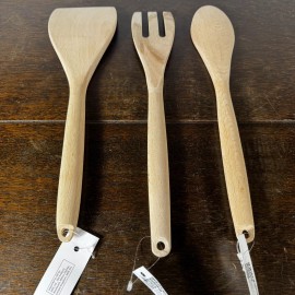 Ikea Of Sweden 3pc Bamboo Wooden Spoon Fork Spatula Cooking Mixing Utensils IKEA of SWEDEN NEW
