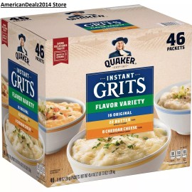 Quaker Instant Grits, Variety Pack (46 pk.) 16 Original, 22 Butter, 8 Cheddar