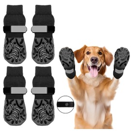 Double Side Non Slip Dog Socks to Prevent Licking Paws, Dog Shoes for Winter Cold Hot Pavement Dog Booties, Night Reflection Paw Protectors for Hardwood Floors Traction Control Indoor