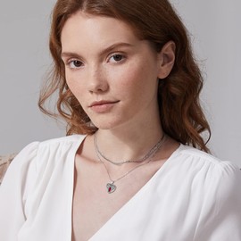 ChicSilver Angel Wing Heart Necklace 925 Sterling Silver Wings Pendant Created Garnet January Birthstone Necklace for Womens