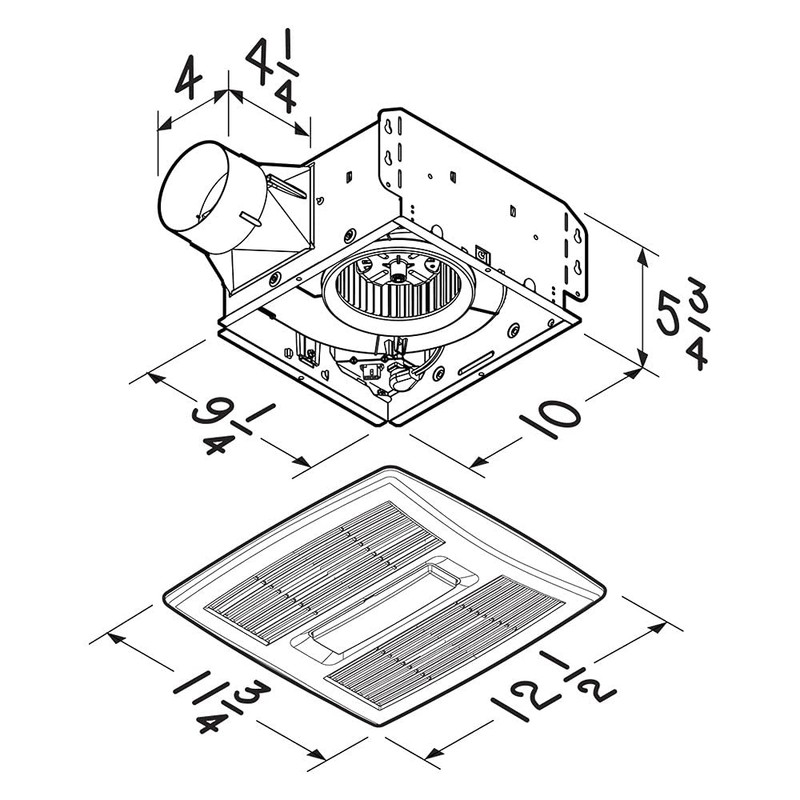 Broan-Nutone AE80BL InVent Series Single-Speed Fan with LED Light, Ceiling