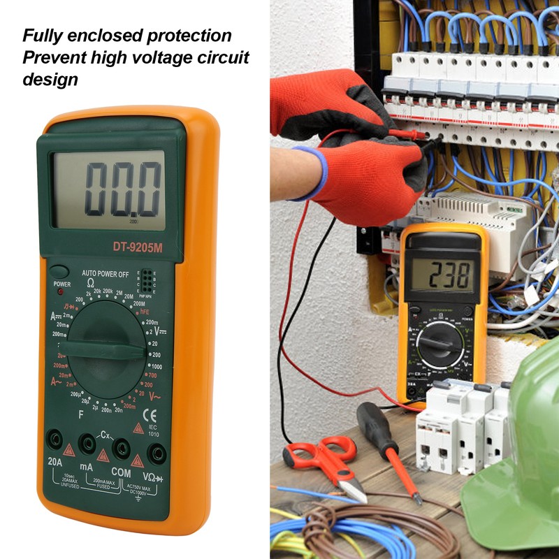 DT‑9205M LCD Large Screen Digital Multimeter Handheld Voltmeter Ohmmeter Ammeter