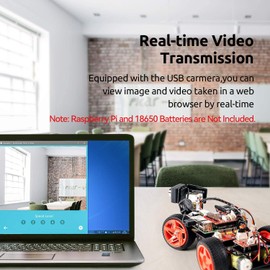 Sunfounder Smart Video Car Kit V2.0 Raspberry Pi 4 Model B 3B+ 3B 2B Graphical Visual Programming Language Remote Control by UI on Windows, Mac and Web Browser, Electronic Toy with Detailed Manual (English Language not Guaranteed)