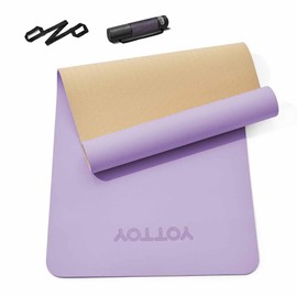 Yoga Mat,Non-Slip TPE Exercise Mat(1/4 Inch) for Pilates, Fitness & Barefoot Workouts, Home Gym Studio with Strap & Bag(Purple)