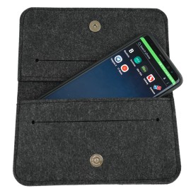 ALLNIGHT MARKET Universal Felt Wallet Case w/ Magnetic Closure Fits Most Smartphones - Dark Gray