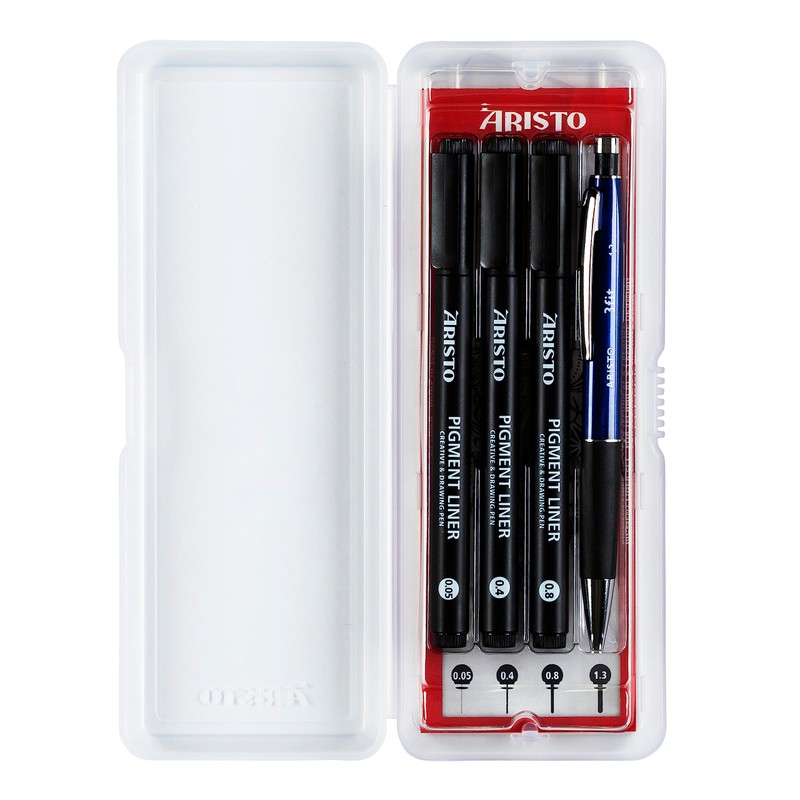 Aristo AR23539 Pigment Liner Creative Set of 4 (3 Fineliners
