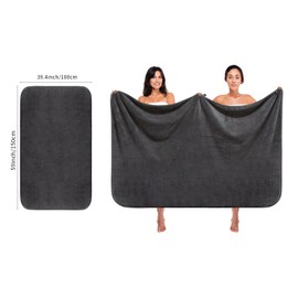 KinHwa Bath Towel Large 100 x 150 cm XXL, Microfibre Quick-Drying Super Absorbent Soft and Fluffy Shower Towel with Hanging Loop, Dark Grey Sauna Towel