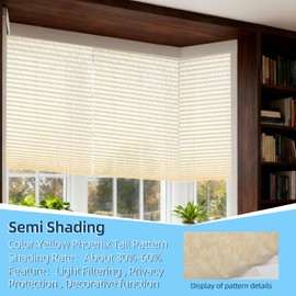 Sneulletoys 4pk No Drill Patterned Blinds for Windows (Yellow, 60W×150H cm)