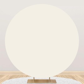 Leowefowa 7.2x7.2ft Polyester Solid Beige Round Backdrop Stand Cover - Circle Photography Background for Wedding, Bridal Baby Shower, Birthday Party Decor Banner Photo Props