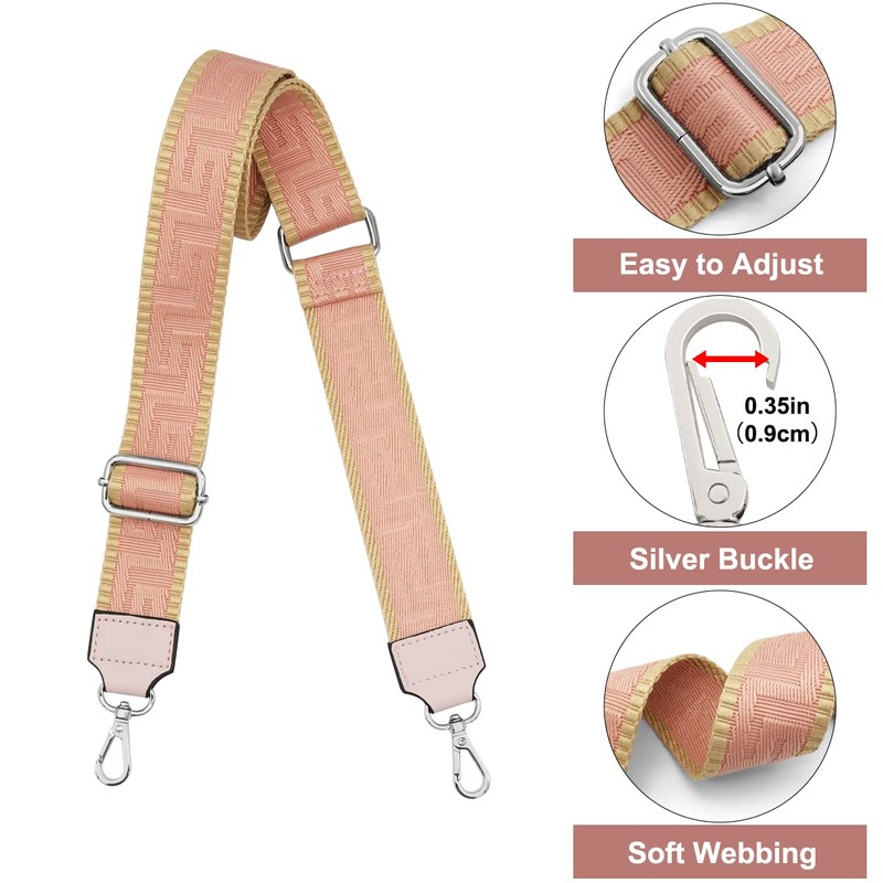Bag Straps for Changing Silver Carabiner Adjustable Shoulder Strap for
