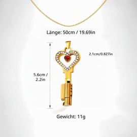 SeLgurFos Heart-shaped Golden Cage Key with 50 cm Necklace for Men, Women and Couples, Waterproof Metal Lock Accessories for Chastity Cage Men, Compact & Durable (V2)