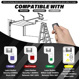 universa Garage Door Opener Remote for LiftMaster Chamberlain Craftsman Garage Door openers. Compatible with Green, red, Orange, Purple, and Yellow Learn Buttons. Models: 371LM 891LM, 893MAX, 893LM.