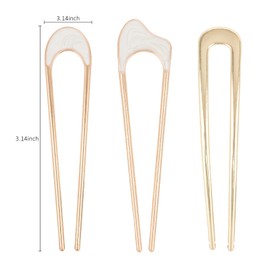 Semato 3pcs French Hair Pin hair Sticks U-Shaped Gold French Pins Metal Hair Pins for Women French Twist Hair Pin Hair Fork